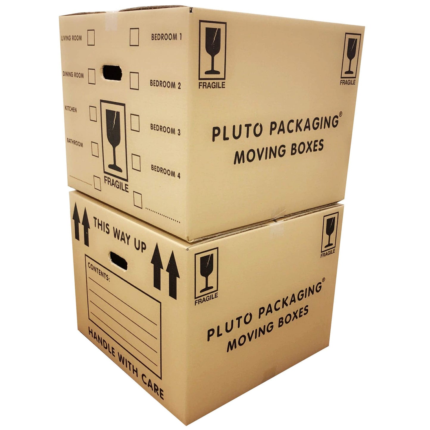 5 Strong Extra Large Cardboard Storage Packing Moving House Boxes with Carry Handles and Room List 53cm x 53cm x 41cm 115 Litres