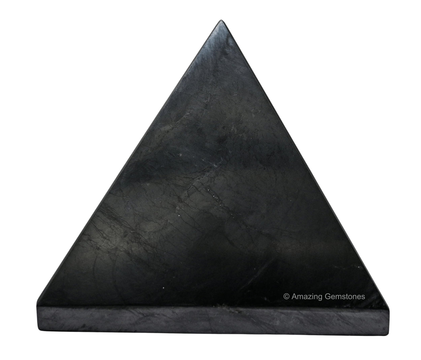 Amazing Gemstone Shungite Pyramid Crystal Healing Shungite Stones - 70mm Crystal Pyramid Figurine Piedra Shungite for E M F Protection, Meditation, Reiki, Chakra Balancing and Crystal Pyramids Grid