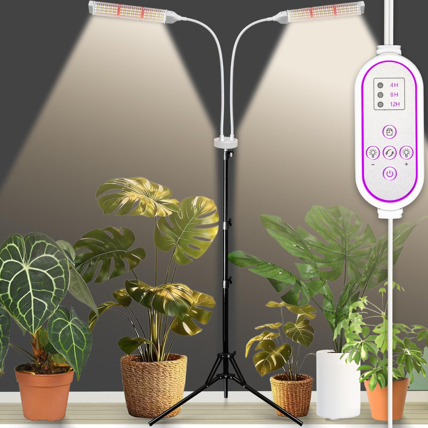 Secefeao 210 LED Grow Lights for Indoor Plants Full Spectrum, LED Plant Light with Stand, Adjustable Height, Plant Grow Lights with Auto 4/8/12/H Timer for Indoor Tall Plants.