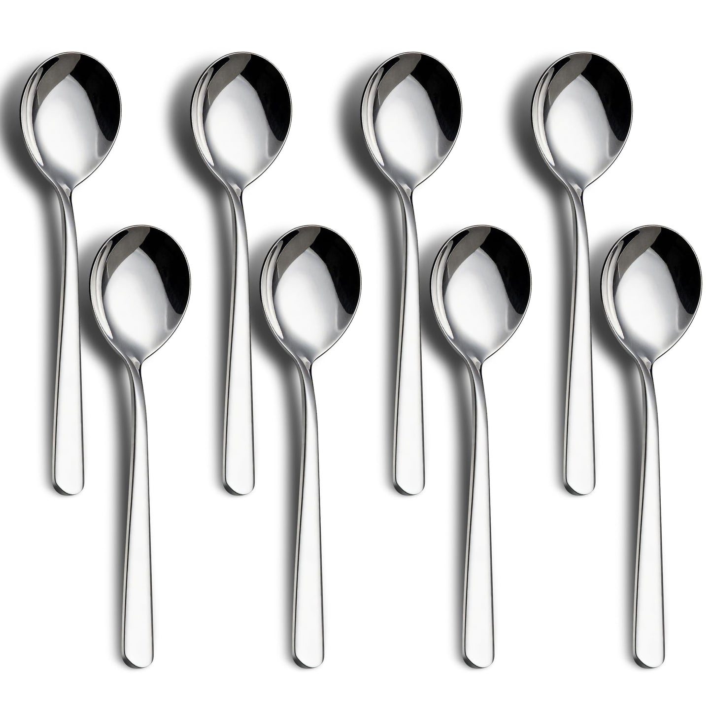 18/8 Soup Spoons, 304 Stainless Steel Spoons Set 8-Piece Heavy Duty Flatware Utensils for Soup Cereal Stew Friuts Dishwasher Safe Eco-Friendly Spoons