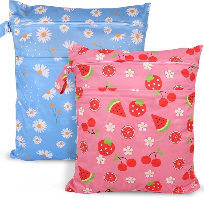 2pcs Travel Waterproof Laundry Bag, Cloth Diaper Wet Dry Bags