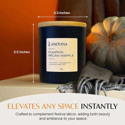Anovina Pumpkin Candle – Fall Scented Candle with Premium Soy Wax Blend – Cozy Autumn & Holiday Gift Candle for Women and Men