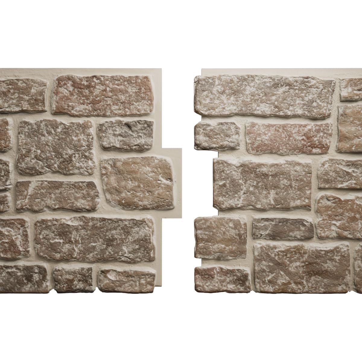 EverStone Cobblestone Faux Stone Panel, 48"W x 23 3/4"H x 1 1/8"D, Flintstone Color