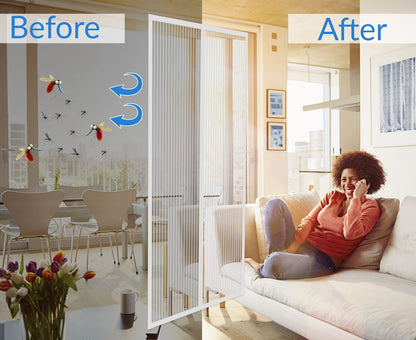 DIKER Fly Screens Doors Nets Patio Curtain Insect Mesh for Keeping Out Flies & Bug, Flyscreen French Doors, Mosquito Double Door Magnetic ScreenFly Doors(80x200cm, White)