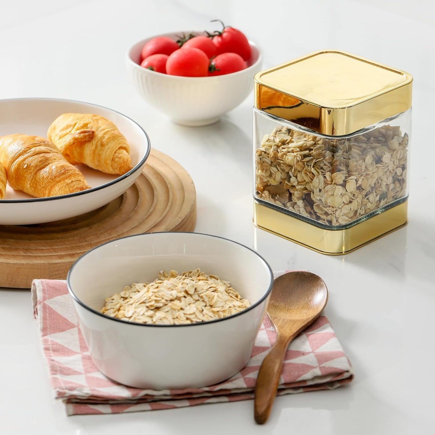 BETTWILL Glass Storage Jars-Large Kitchen Glass Canisters with Airtight Lids -Coffee Pasta Sugar Tea Snack Nuts Cookie Flour Food Container - Set of 3…