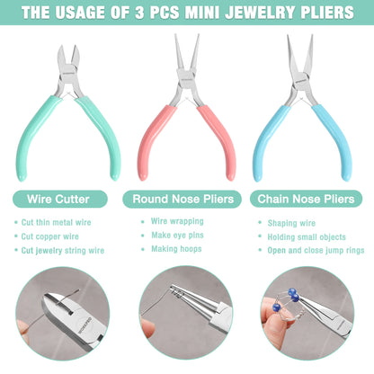 WORKPRO Jewelry Tool Kit - 3 Pack Includes Mini Needle Nose Pliers, Round Nose Pliers, Wire Cutter