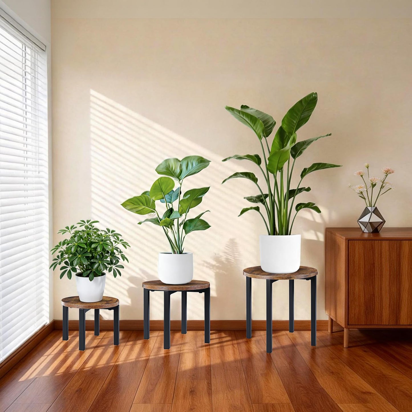 Amaoot 3-Pack Plant Stands Indoor, Plant Flower Display Shelf, Heavy Duty Flower Pot Stands for Multiple Plant Fits Living Rooms, Balconies, Offices(Fits 5" -12" Pots)
