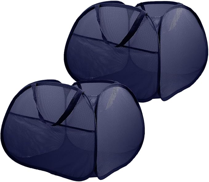 2 Pack Collapsible Foldable Laundry Baskets, 90L Large Durable Mesh Pop Up