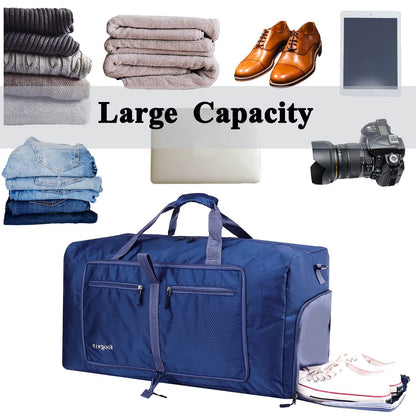 ehsbuy 60L Foldable Travel Duffle Bags for Men Women Large Holdall Waterproof Overnight Weekend Bags for Gym Luggage