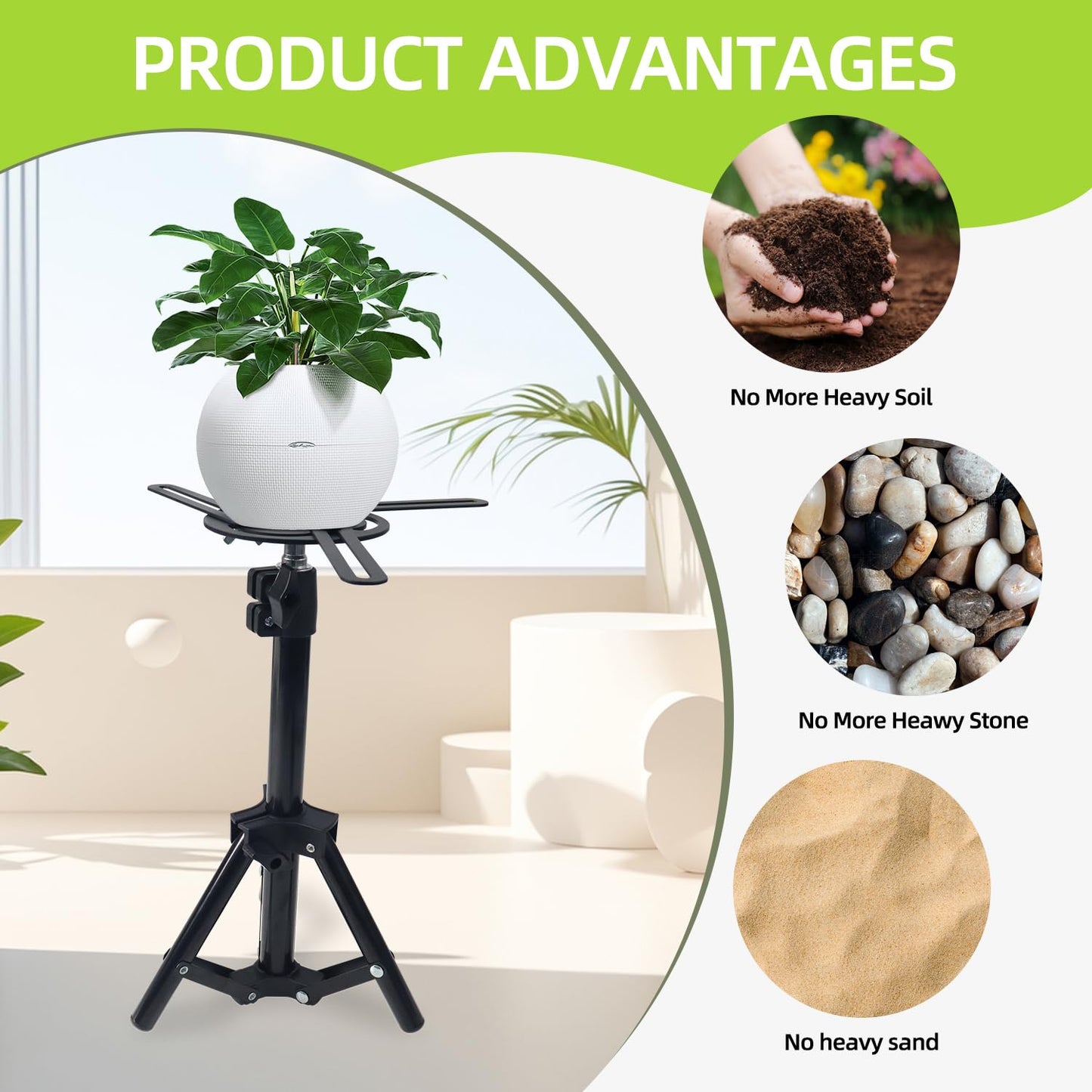 YUJIASH 1PCS Adjustable Planter Inserts Plant risers,Tall Tapered Plant Riser Fill Bottom，Planter Fillers for Large Pots，Indoor and Outdoor （12-21" Rise，4-12" Top）