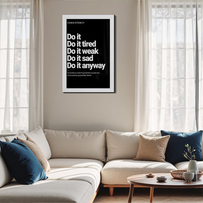 Do it Motivational Wall Decor for Office, Positive Quotes Canvas Art, Framed Wall Art for Living Room, Black and White Inspirational Poster Prints ArtWork Perfect Home Decoration P4