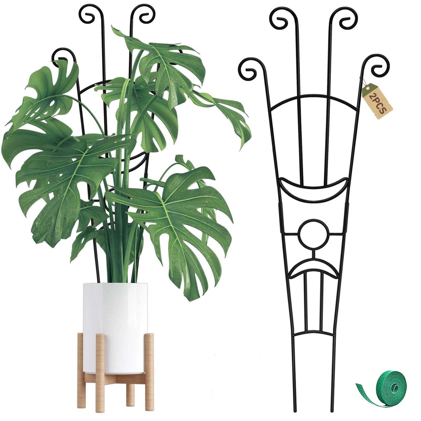 32.6in Monstera Plant Support Stakes for Indoor Plants, Metal Garden Plant Trellis for Climbing Plants, Pothos Vine Snake Climber Support，2p