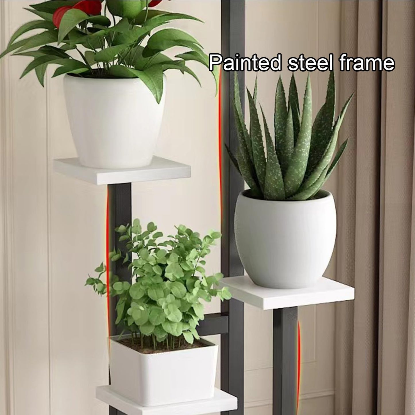 Yajuer Plant Stand Indoor 4 Tier Metal Flower Shelf, Corner Plant Stand Outdoor, Tall Flower Holders for Patio Garden(Black)
