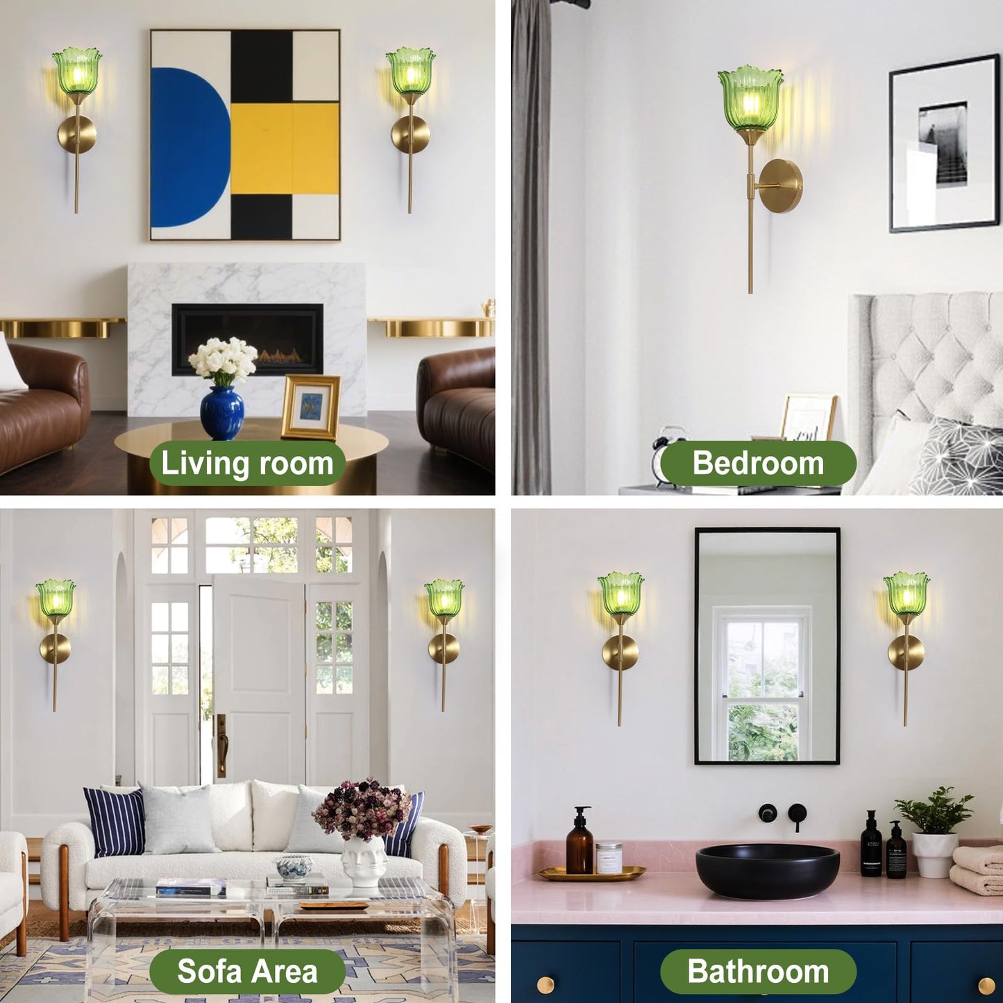 Blooming Rose Wall Sconce Set of 2, Medieval Retro & Modern Style Gold-Plated Wall Sconce with E26 Base (Bulbs Not Included) Wall Lamp for Bathroom Bedroom Kitchen Hallway Living Room Staircase Mirror