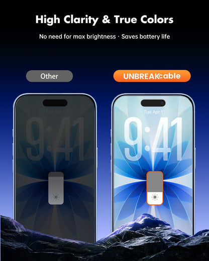 UNBREAKcable Privacy Screen Protector for iPhone 14/ iPhone 13/13 Pro, Tempered Glass [True 28°Anti Spy] [9H Hardness] [Case Friendly] Private Protector for iPhone 6.1" - 2 Pack