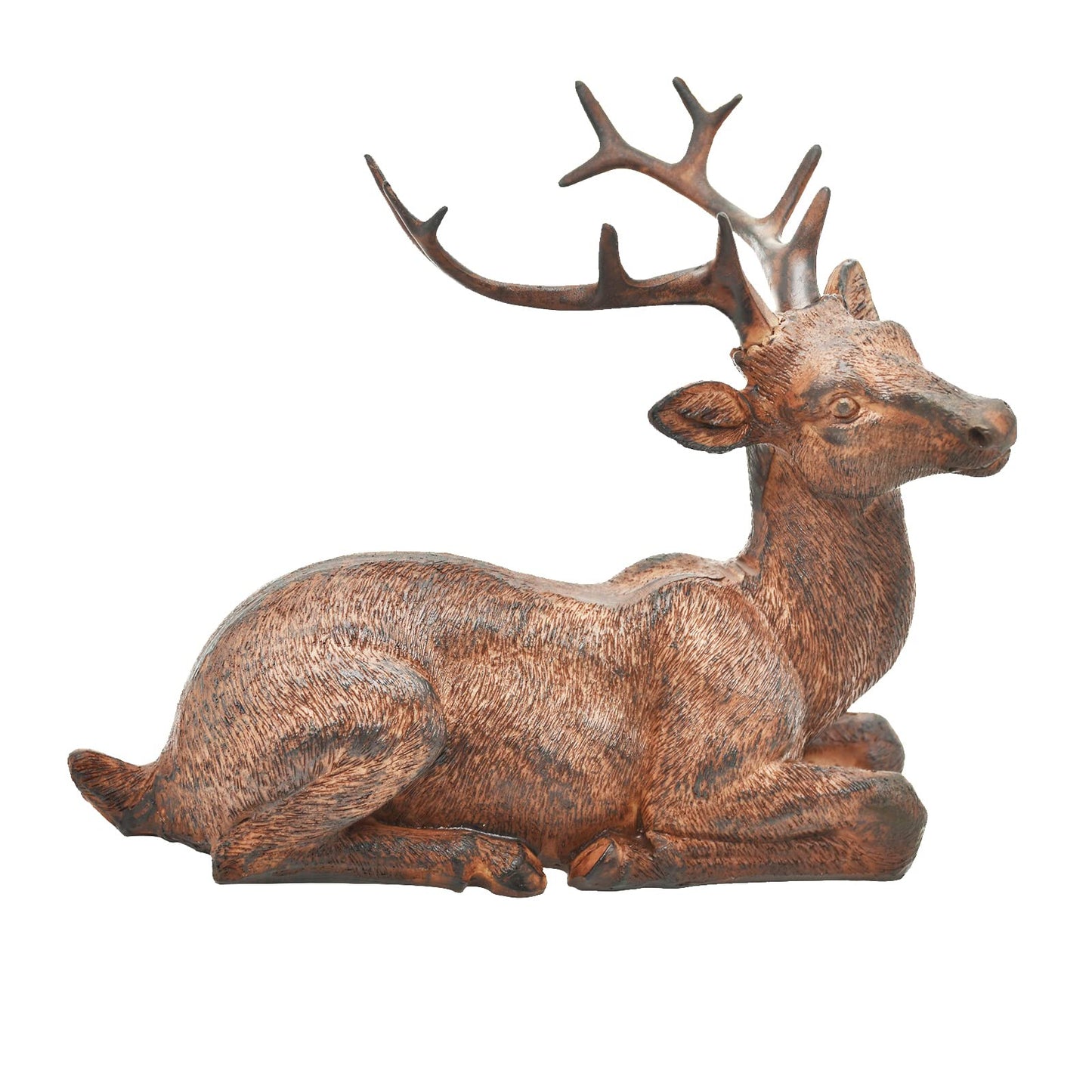 Miyolo Sitting Deer Figurine Laying Elk Reindeer Statue Resin Home Decor Christmas Indoor Shelf Tabletop Decorations (Rust)
