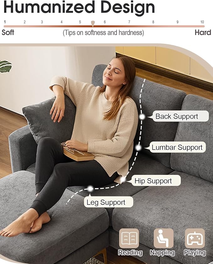 Karl home 99.6" Sectional Sofa, U-Shaped Chenille Upholstered Couch
