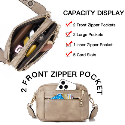 Telena Small Crossbody Bags For Women Vegan Leather Crossbody Purse With Adjustable Wide Strap For Daily Life