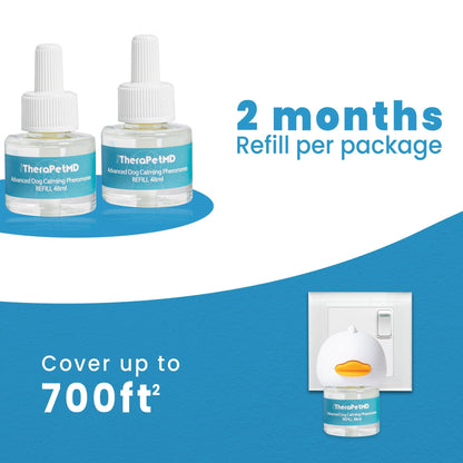 TheraPet MD Dog Calming Diffuser - Pheromone Diffuser for Dogs Indoor Behavior Support, Anxiety Aid, 60 Day Long Lasting Refill Kit, Natural Formula