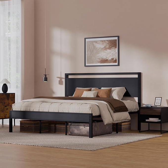 Z-hom Upgraded King Size Bed Frame, Heavy Duty Metal Sturdy King Bed Frame