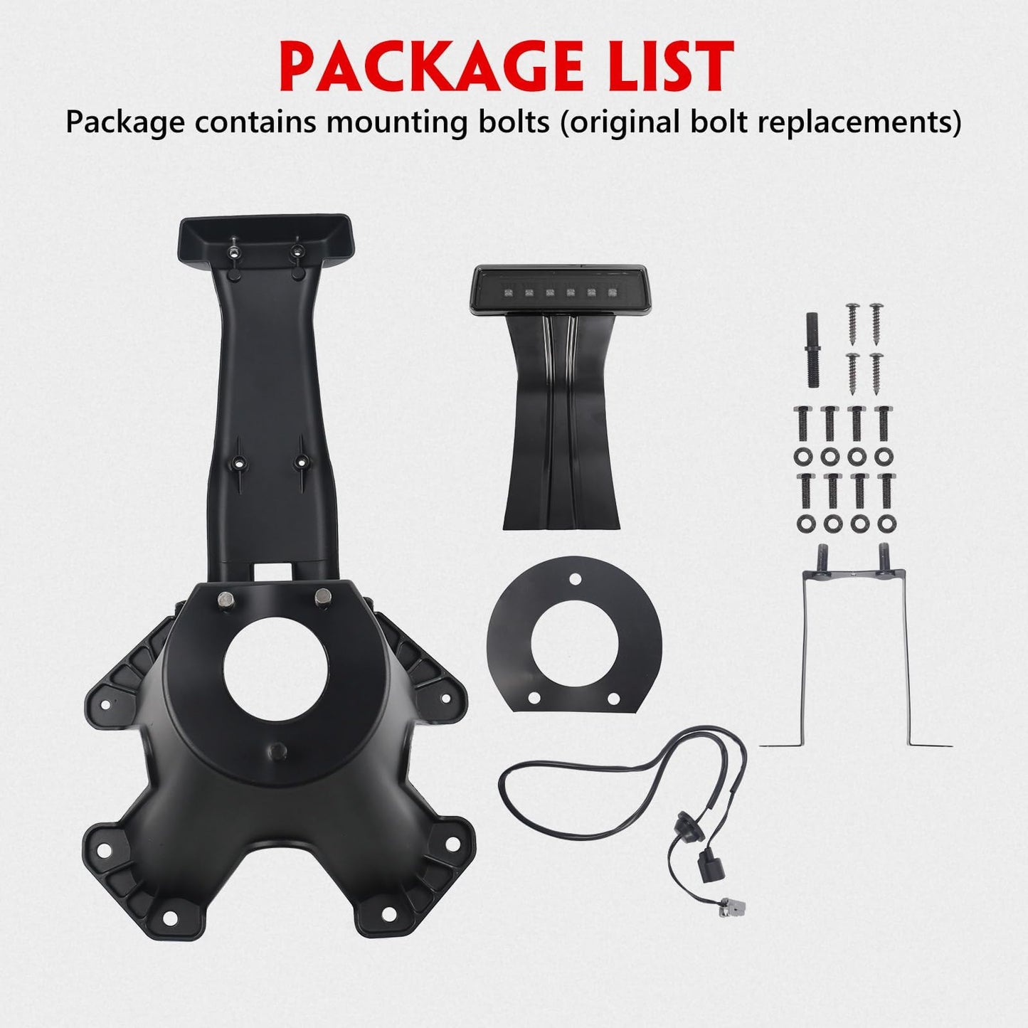 DKMGHT Spare Tire Holder Mounting Bracket Tire Carrier for Jeep Wrangler JK 07-18 with 3rd Third Brake Light Accessories 55397217AJ 68048581AA Aluminum Alloy Bracket (Smoke Lens)