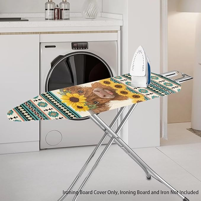 Sprowallow Tribal Cow Sunflower Ironing Board Cover and Pad 15x54 inch Scorch