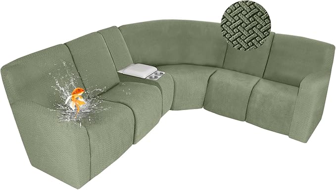ALIECOM 100% Waterproof Recliner Sectional Couch Covers L Shape Stretch Corner