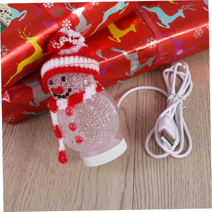 Uonlytech Christmas Snowman Night Ligh, LED Light USB Night Light Mini Glowing Snowman Desktop Ornaments for Home Bedroom Christmas