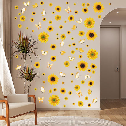 AOWDIAO Sunflower Peel and Stick Wall Decals, Sunflower Decorations for Bedroom, Kitchen, Bathroom, Living Room