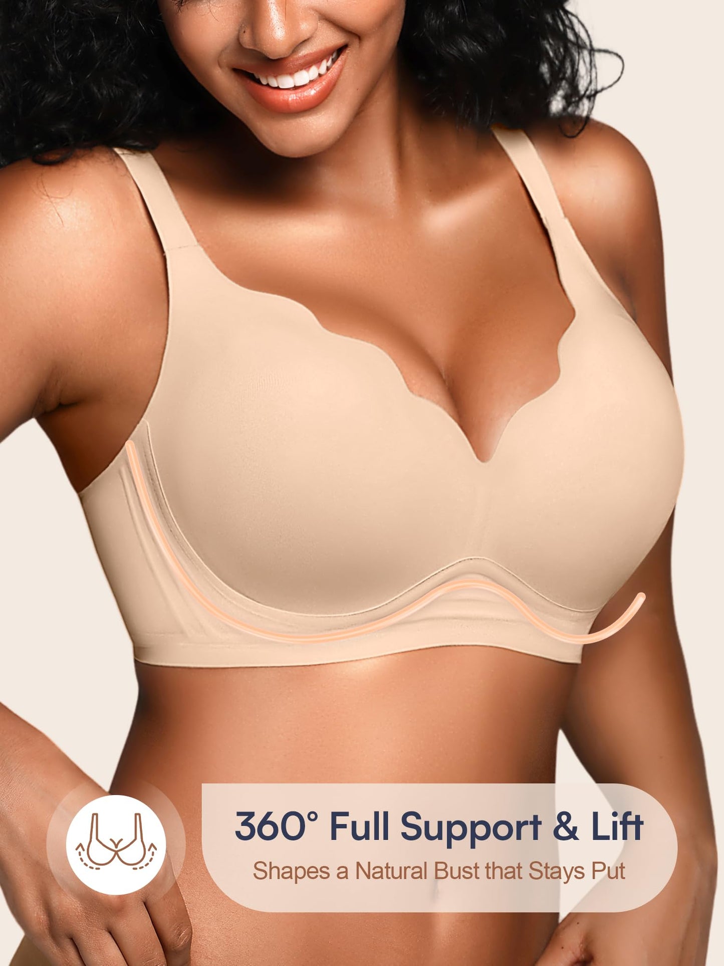 Wireless Jelly Bras for Women No Underwire with Support - S-2XL Seamless Bralettes Everyday Comfort Tshirt Padded Bra