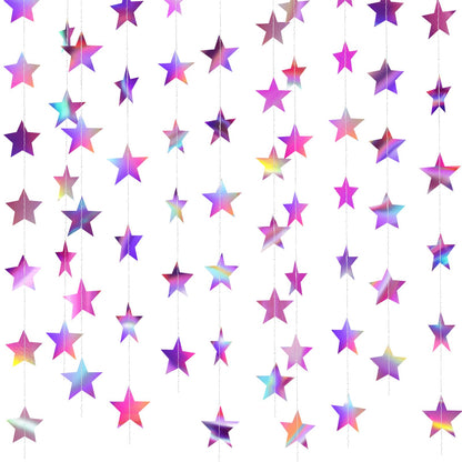 Patelai Glitter Star Garland Banner 2026 Graduation Decor 130 Feet Star Hanging Banner Twinkle Backdrop for Party Birthday Classroom Wedding Supplies(Iridescent Purple)