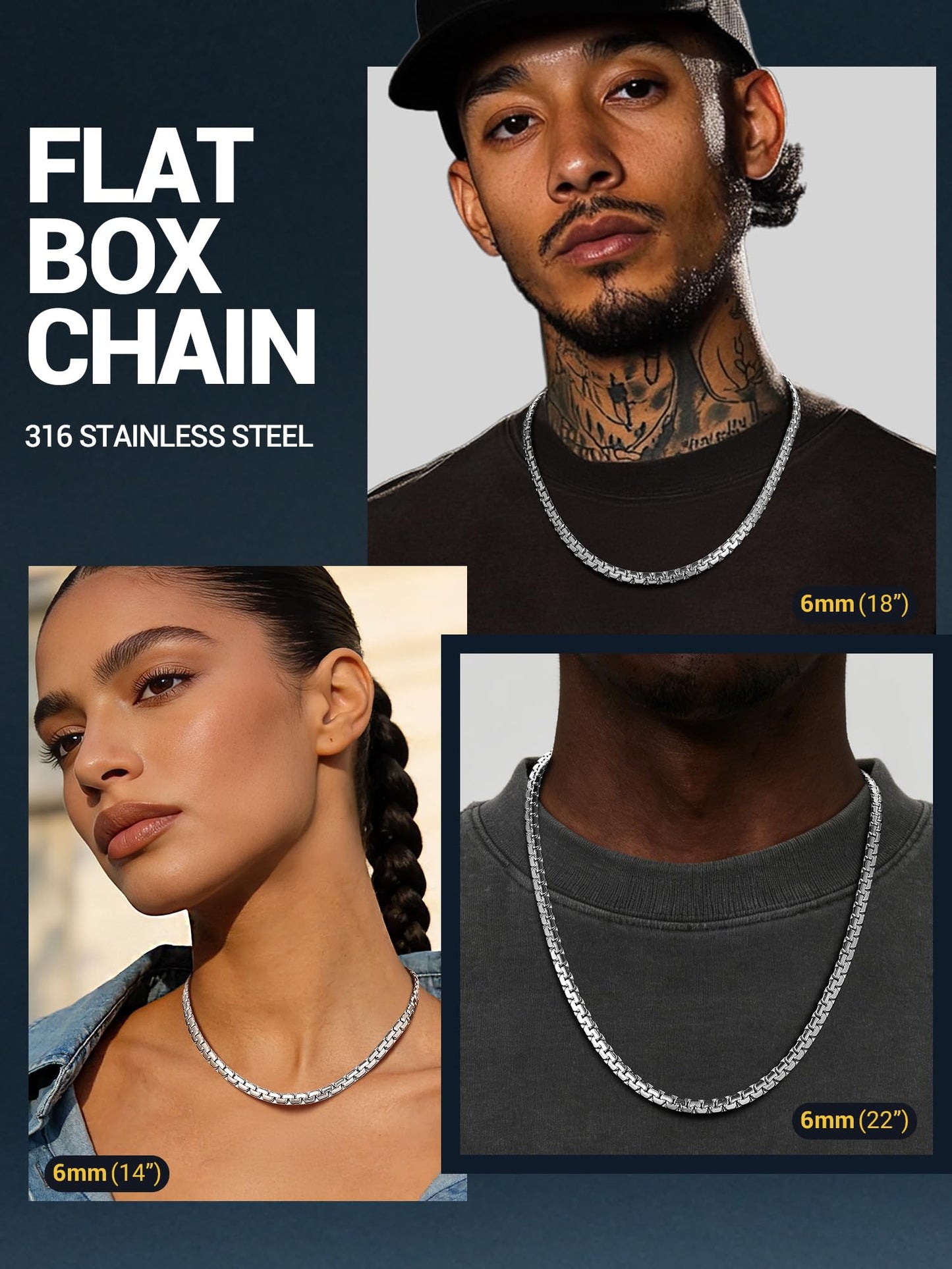 PROSTEEL Chain Necklace For Men Grunge Jewelry Aesthetic Layer Stainless Steel Chains Mens Necklaces