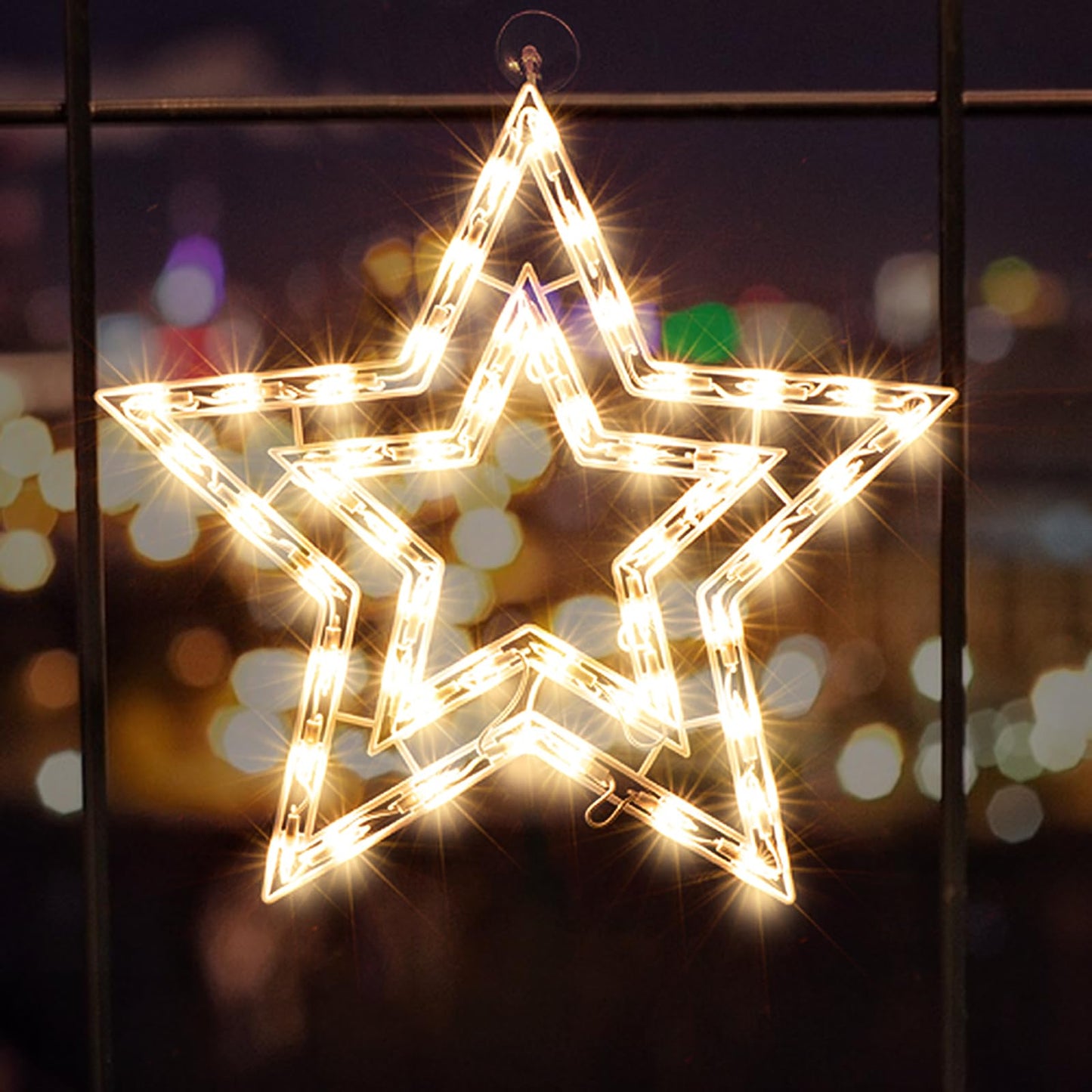 LAMPHOME 14Inch Christmas Star Light,Star Decoration Lights,Christmas Window Silhouette Lights,Double Side Sign Lamp Decoration for Holiday Indoor Wall Door Glass Decorations