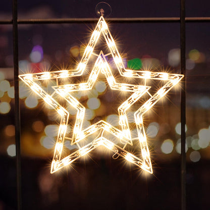 LAMPHOME 14Inch Christmas Star Light,Star Decoration Lights,Christmas Window Silhouette Lights,Double Side Sign Lamp Decoration for Holiday Indoor Wall Door Glass Decorations