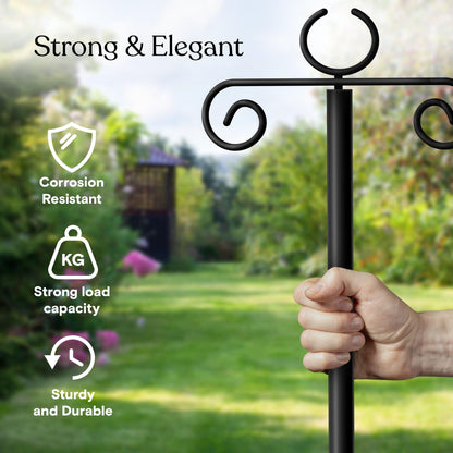 Brightech Bundle Ambience Pro Incandescent Outdoor String Lights - Commercial Grade Waterproof Patio Lights with 24Ft + 4-Pack 10FT String Light Poles