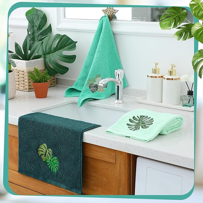 3 Pack Tropical Palm Leaves Hand Towels