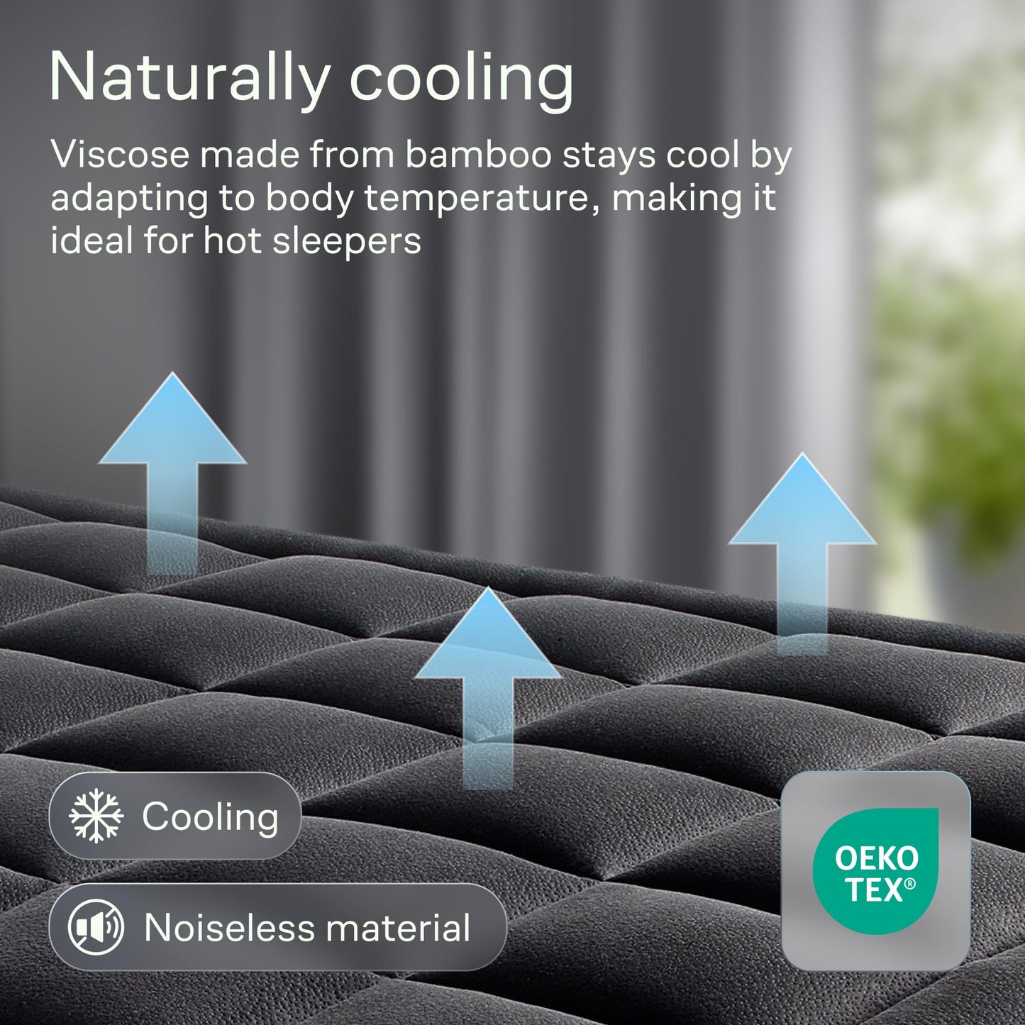 Niagara Sleep Solution Ultra Soft Queen Size Mattress Topper - Rayon Derived from Bamboo Pillow Top Mattress Pad for Back Pain Relief - Naturally Cooling for Hot Sleepers, Black