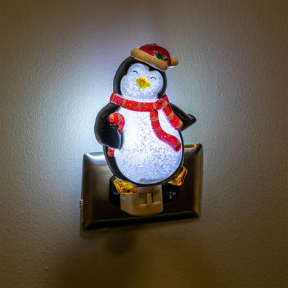 Novelty Lights LED Lamp Penguin with Scarf Christmas Decoration Night Light with Swivel Plug