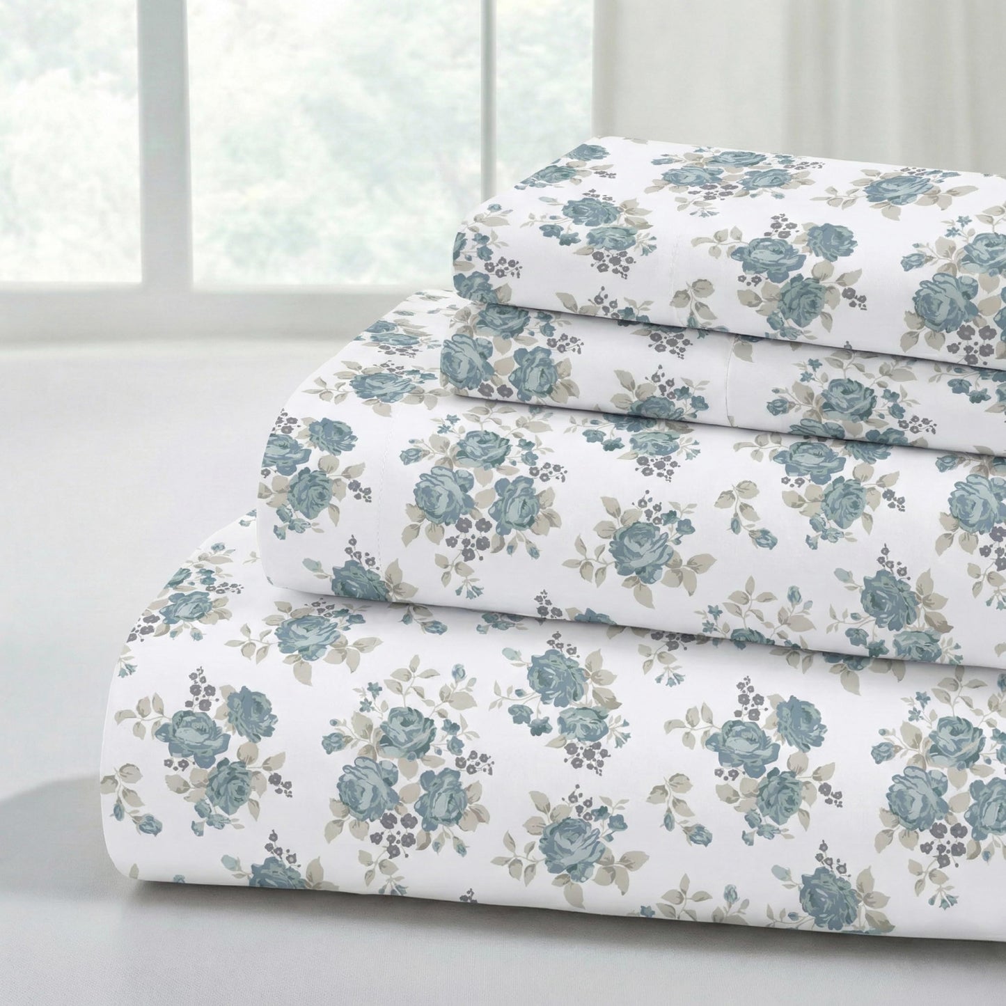 Modern Threads Printed 4-Piece Extra Soft Bedding Sheets & Pillowcase Set, Deep Pocket up to 16 inch Mattress Forever Roses King