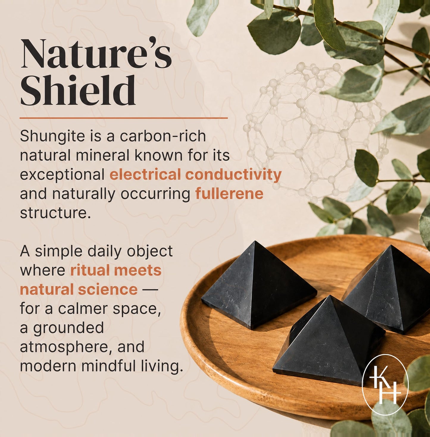 Authentic Shungite Pyramid Polished 2" (5cm), Premium Protection Crystals for House & Office,Karelian Black Stone Energy Pyramid for Root Chakra Meditation, Grounding & Negative Energy Blocker