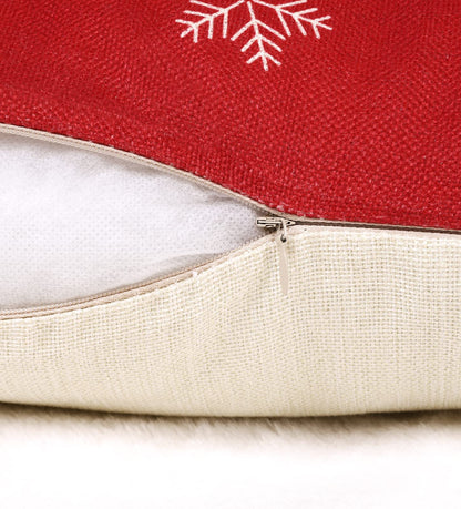 ButyHome Christmas Pillow Covers 18x18 Set of 4 Red Plaid Throw Pillowcase Christmas Decorations Deer Snowflake Farmhouse Linen Cushion Pillow Case for Home Decor Holiday Decorative