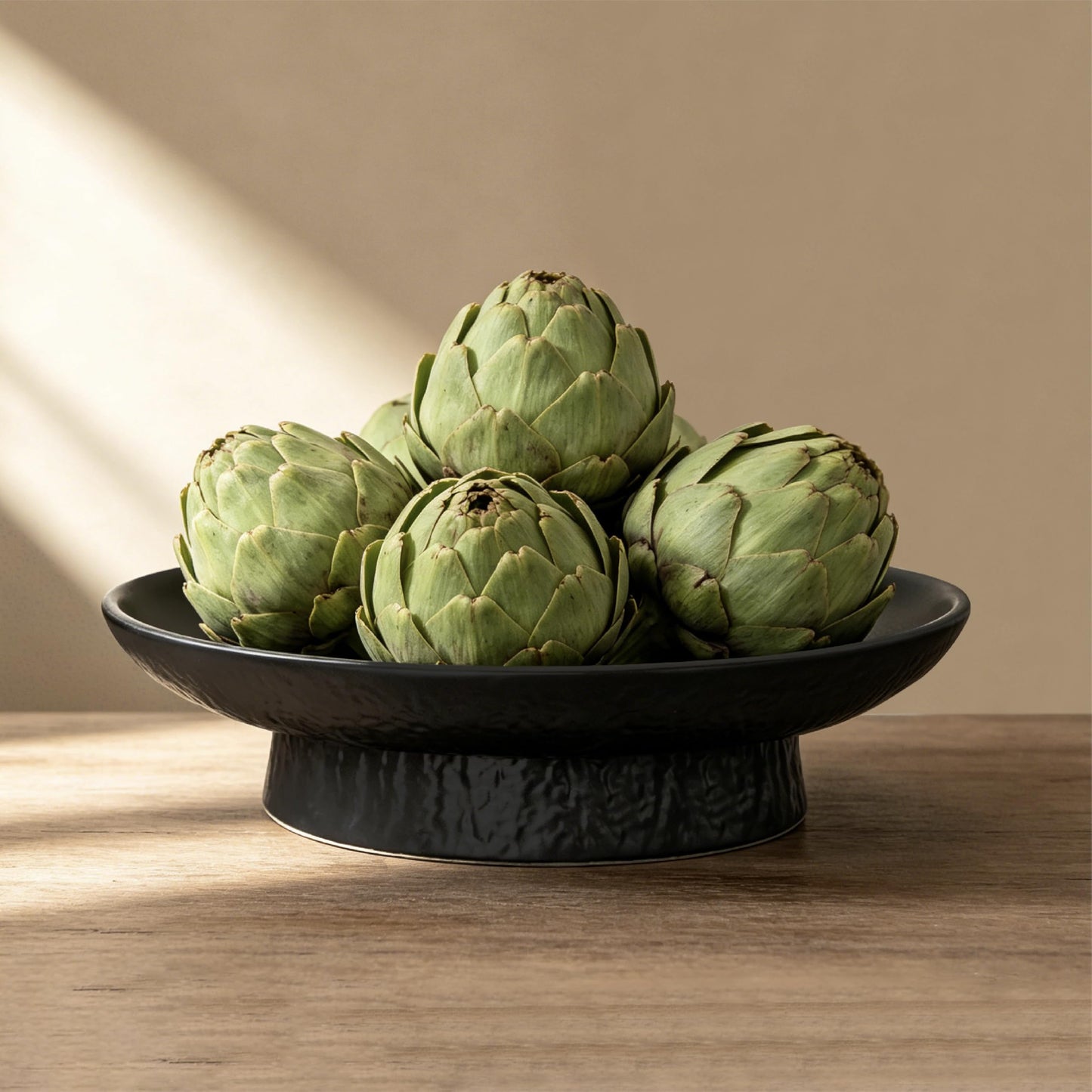seicasaya 11 Inch Fruit Bowl Matte Black Ceramic Decorative Pedestal Centerpiece (Black)