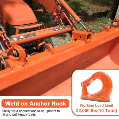 Leero 10 Ton G80 Weld on Anchor Hook, Heavy Duty Lifting Hook with 22,000 lbs Working Load Limit, Welding Hooks for Wrecker, Crane, Tractor, Rigging Lifting (2 Pack)