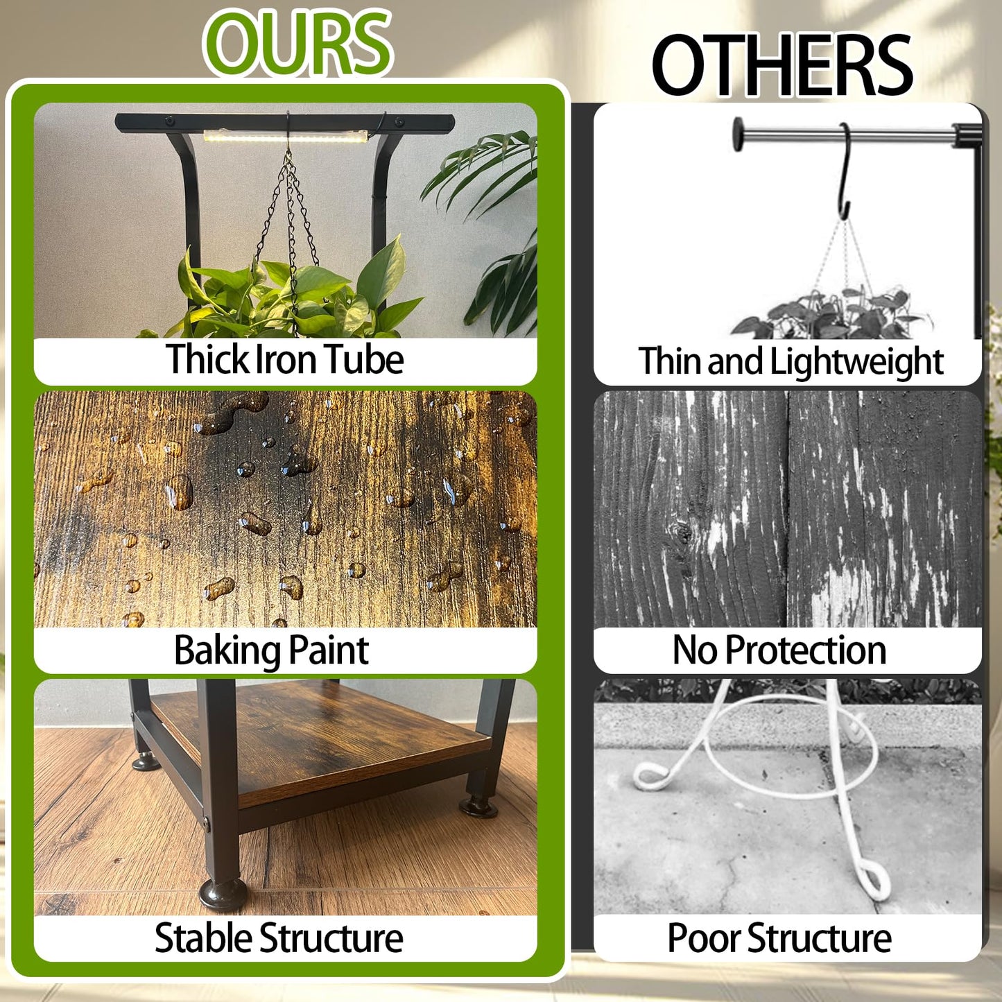 LAIDUOLEOE Plant Stand Indoor with Grow Light, 2 Pack Hanging Plant Stand Plant Shelf Indoor, 65'' Tall Plant Stands Plant Holders for Indoor Plants, Living Room, Bedroom, Balcony