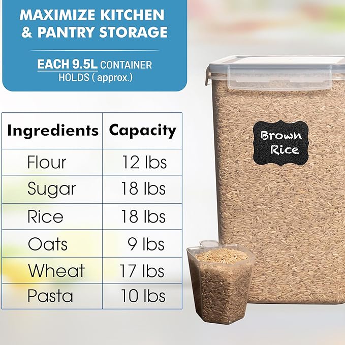 Shazo 2 PC Extra Large Bulk Food Storage Containers