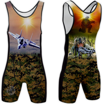 4 Time All American Sublimated Wrestling Singlet – Stitched & Durable Mens Singlet – Singlet for Wrestling, MMA & Powerlifting– Wrestling Singlet Youth Boys (One Shot, XXXS/YM 41-50 lbs.)