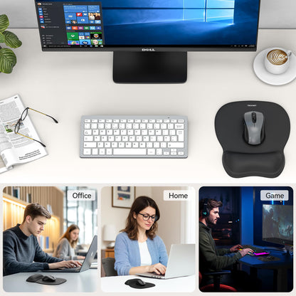 TECKNET Gel Mouse Pad with Wrist Rest, Ergonomic Office Mousepad with Wrist Support - Non-Slip & Smooth Surface Comfortable Desk Accessories Mat for Office, Gaming and Study - Charcoal Black