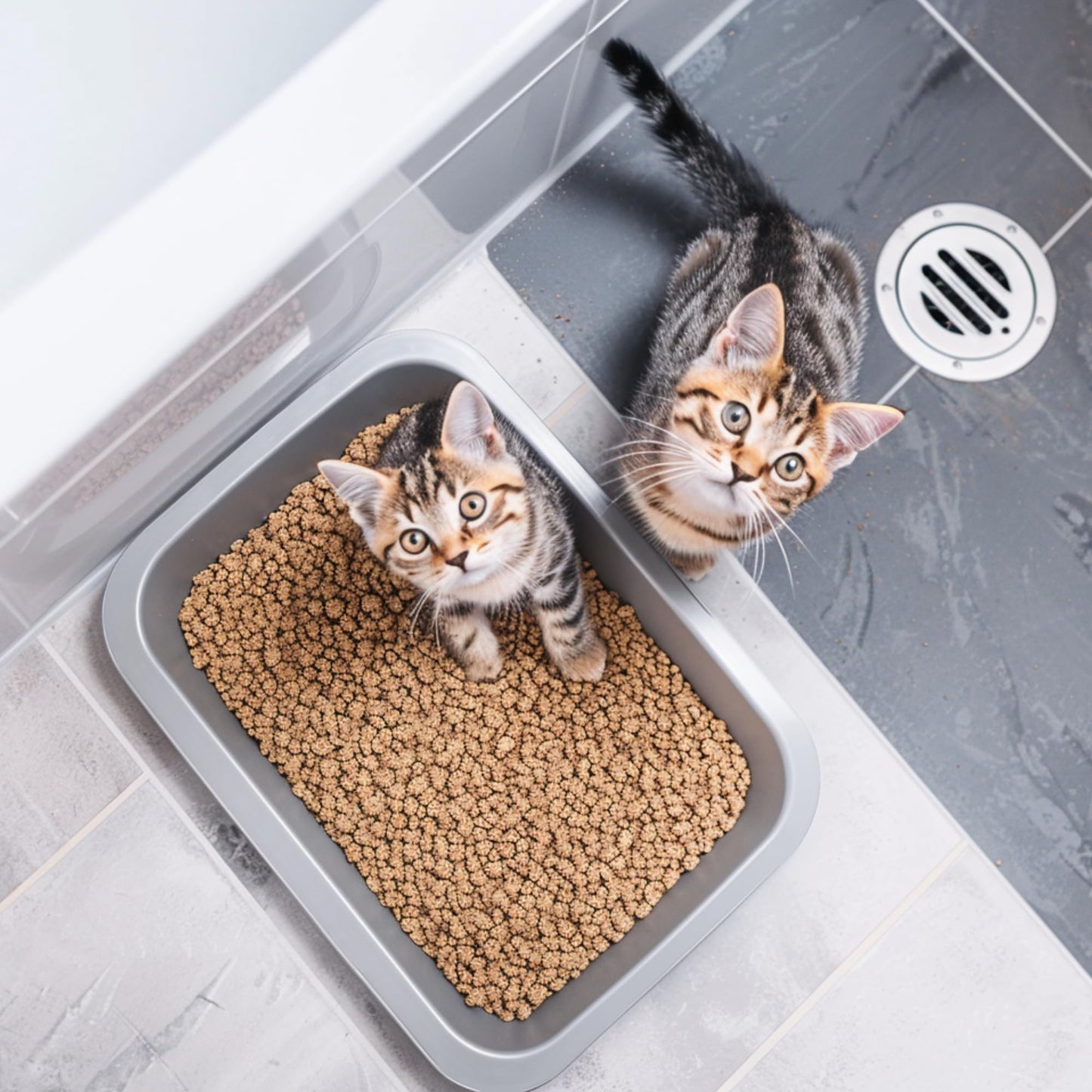 2 Pack Stainless Steel Cat Litter Box，Small Stainless Steel,Large Metal Cat Litter Box-Easy to Clean.(17.5" L x 13.6" W x 4.1" H).