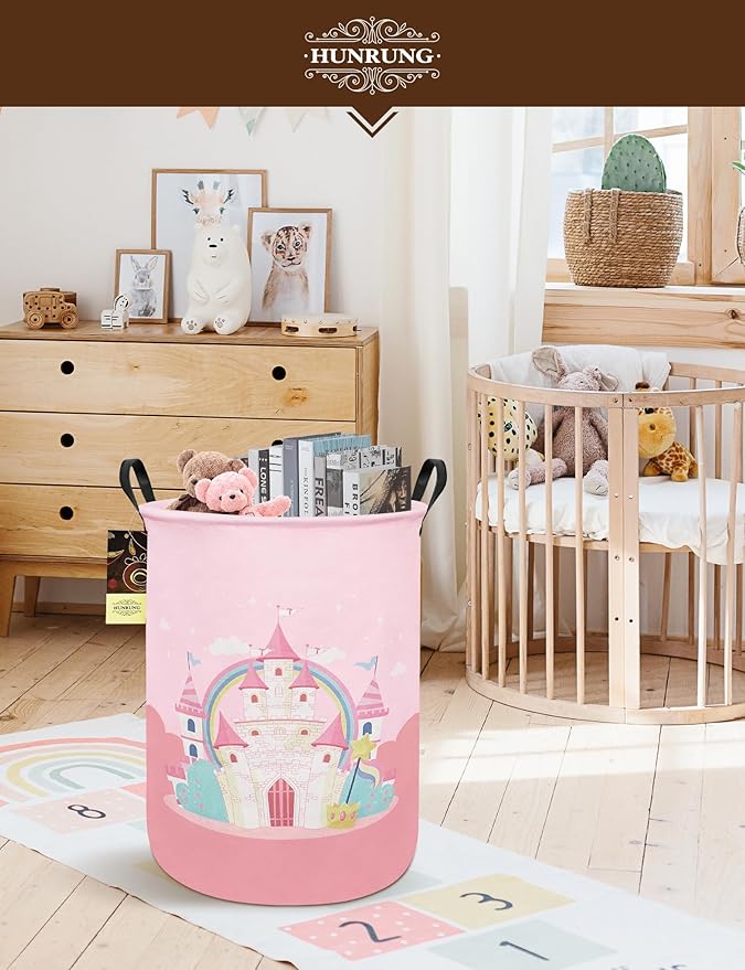 HUNRUNG Laundry Hamper, Large Canvas Fabric Lightweight Storage Basket Toy