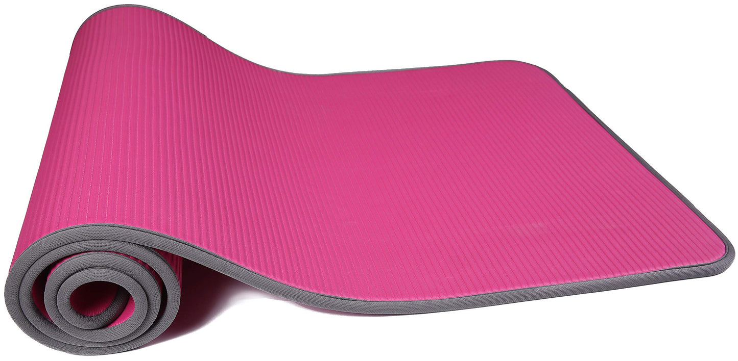 Fitvids All-Purpose 2/5-Inch (10mm) Extra Thick High Density Anti-Slip Exercise Pilates Yoga Mat with Carrying Strap, Multiple Colors